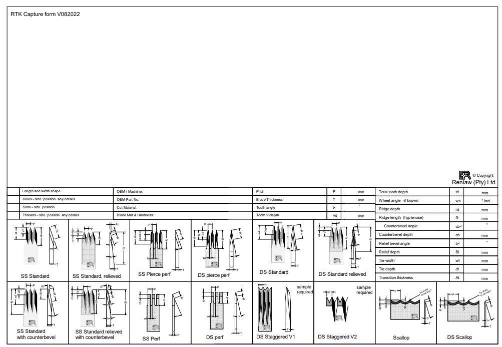 RTK Tooth Knife product capture form RTK Tooth Knife Product Capture Form